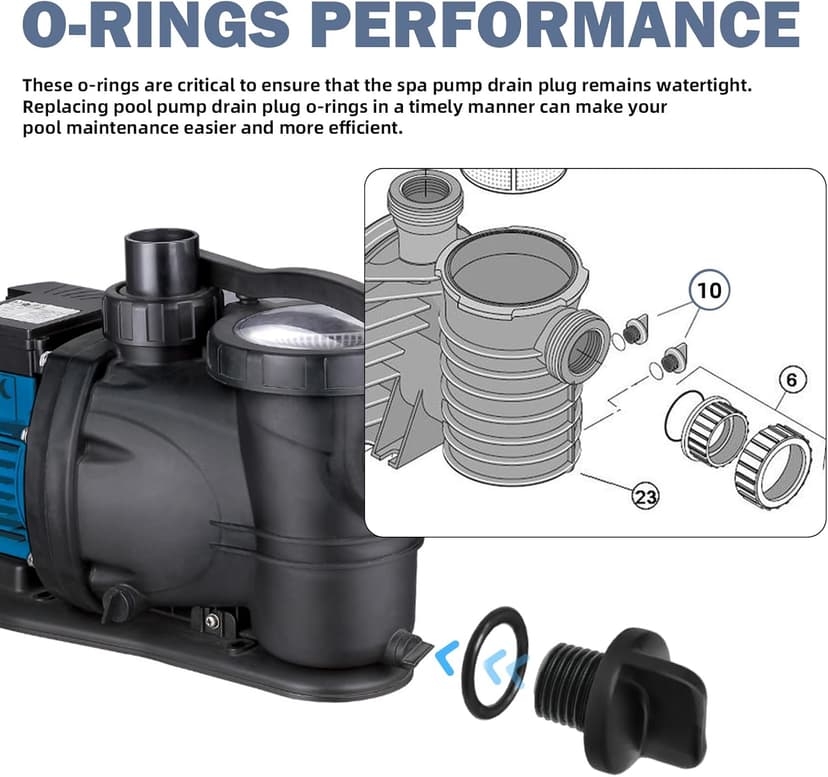 R0446000 Pool Pump Pipe Plug with O-Ring Replacement for Jandy Filter Pumps, Polaris Booster Pump & Water Purification System, Pool Spa Heater Drain Plugs (2 Pack)