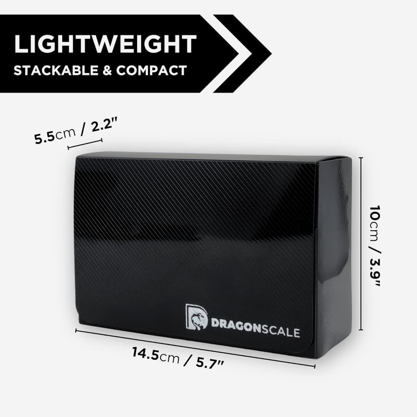 Dual Deck Box with Magnetic Flip Lid | 200+ Standard-Size Trading Card Capacity | Double Deck Box Plastic Storage Organizer | Holds up to 2 Decks for Tournament Play, Black