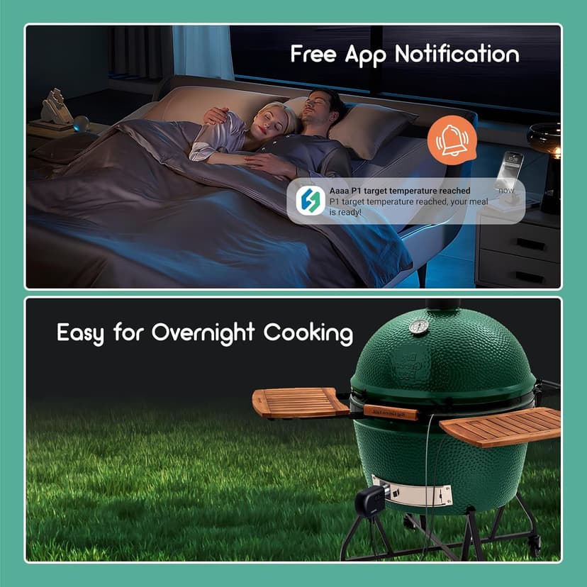 Wi-Fi & Bluetooth BBQ Smoker Temperature Controller with Automatic Smoker Fan, INKBIRD ISC-027BW Grill Thermometer with 4 Probes for Big Green Egg, Kamado Joe, Primo, Vision Grill, Akorn Kamado, Weber