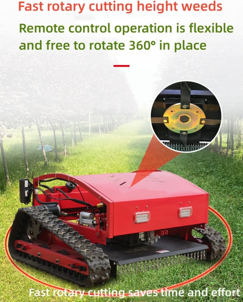 Remote Control Lawn Mower Small Crawler Oil-Electric Hybrid Four-Wheel Drive Lawn Mowing and Weed Whacker(550)