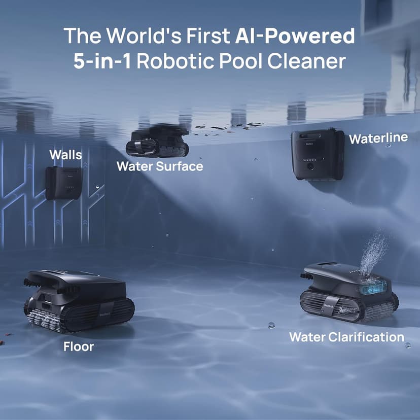 Beatbot AquaSense 2 Ultra Cordless Pool Vacuum Robot for Complex Pools, Pool Mapping with AI Camera, 5-in-1 Cleaning, Smart Surface Parking, Water Surface Cleaning, Water Clarification – Midnight Blue