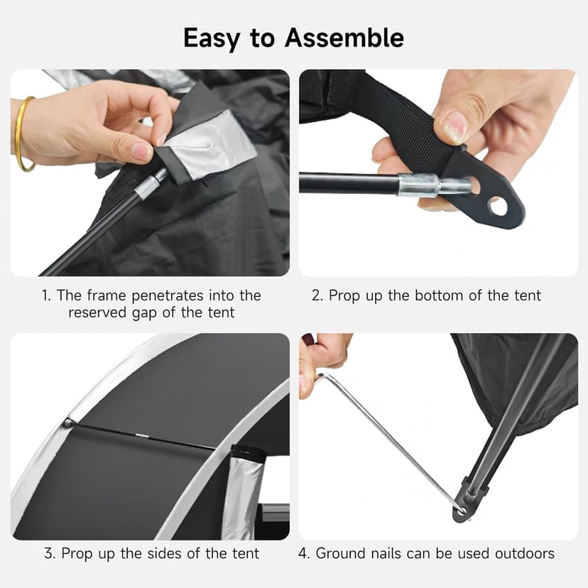 Bike Storage Tent Outdoor - Upgraded Portable Bicycle Storage Sheds with 210D Oxford Fabric PU5000 Waterproof for 2-3 Bikes, Bike Tent/Bike Shed/Bike Cover for Motorcycle, Garden Tools, etc