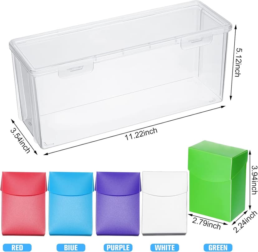 Amylove 6 Pcs Deck Card Boxes Set 5 Pcs Trading Storage Playing Card Box and a Storage Organizer Clear Case Holder Compatible with Mtg and Other TCG