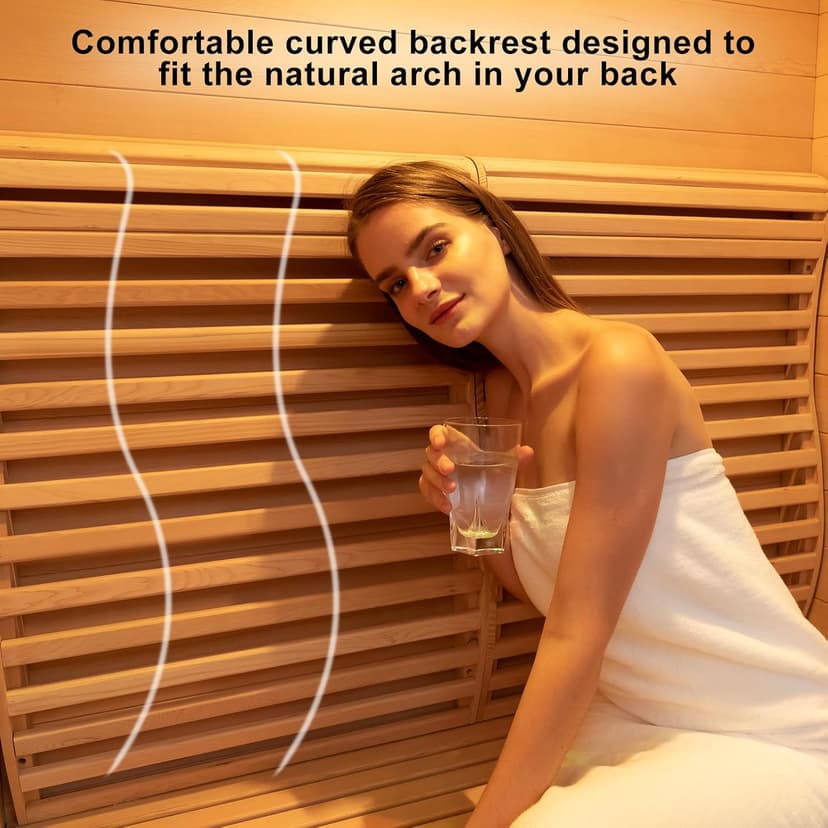 ZONEMEL Wooden Steam Sauna Room, 2 Person Canadian Hemlock Luxurious Indoor Sauna with 3.5 KW Harvia Stove Heater, Bluetooth Speaker, Sauna Stone, Wooden Bucket, Scoop, Reading Light, Hourglass