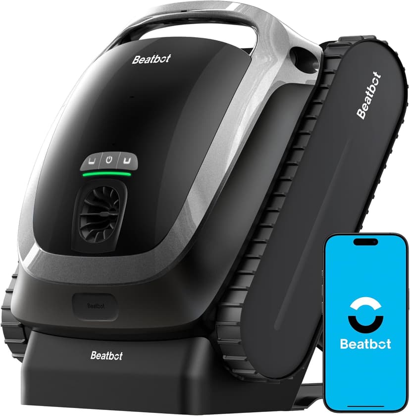 Beatbot AquaSense Cordless Robotic Pool Vacuum Cleaner - Intelligent Path Opimization, Cleans Floor, Walls, and Waterline - Suitable for Above & In-Ground Pools up to 2,260 sq.ft. - Silver