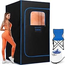 Sauna Box, Portable Sauna, Portable Steam Sauna for Home, Sauna Tent with Steamer, Remote Control, Folding Chair, 9 Levels, 2.6’ x 2.6’ x 5.9’
