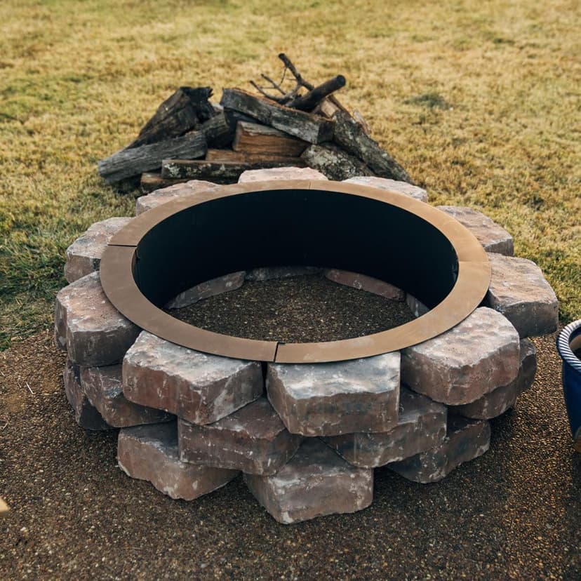 Titan Great Outdoors 33" Diameter Steel Fire Pit Liner Ring Heavy Duty DIY In-Ground Outdoor Build Your Own Bonfire