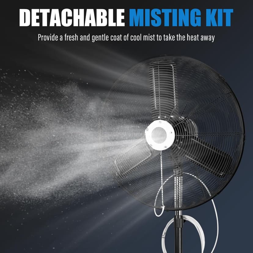 iLiving 30" Pedestal Outdoor Oscillating Fan with Misting kit - Shop, Greenhouse, Patio - 120V 1.8A 8400 CFM