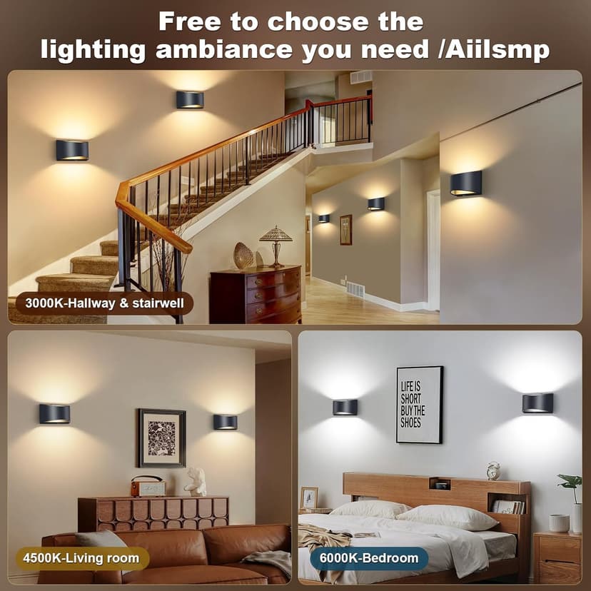 Battery Operated Wall Sconce with Remote Control,No Hardwired Wall Sconces Set of Two,3000K-6500K,Dimmable LED Wall Lamps,50W Equivalent Wall Lights for for Bedroom, Living Room, Hallway