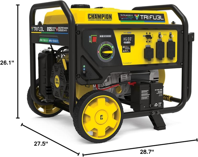 Champion Power Equipment 8125-Watt Electric Start Tri-Fuel Portable Generator with CO Shield