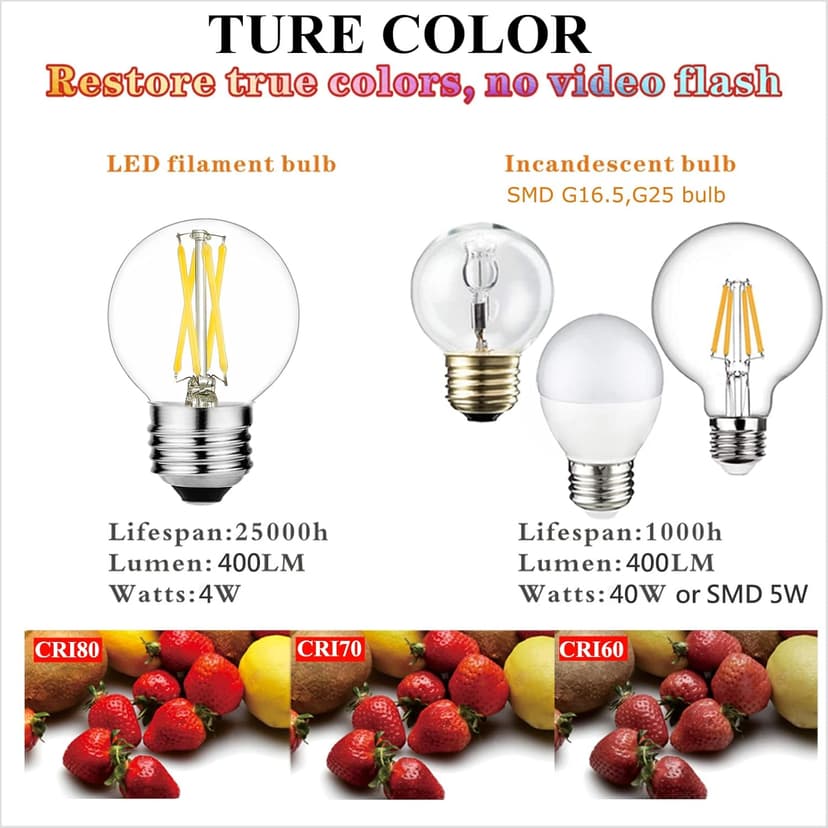 LiteHistory E26 LED Bulb 4W Equal E26 Edison Bulb 40 Watt Neutral White 4000K E26 Bulb Dimmable AC120V 400lm G16.5 Light Bulb led for Rustic Sputnik,Chandeliers,Vanity,Wall sconces Pack of 6