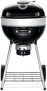 Napoleon - PRO22 Charcoal Kettle Grill, Black, Porcelain Enameled Lid and Bowl, Chrome Plated Cooking Grid