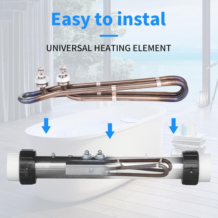 5.5kw Titanium Hot Tub Heater Element for Balboa Spa Heater Element，Flo-Thru Universal Hot Tub Heater Replacement Element（10 in）