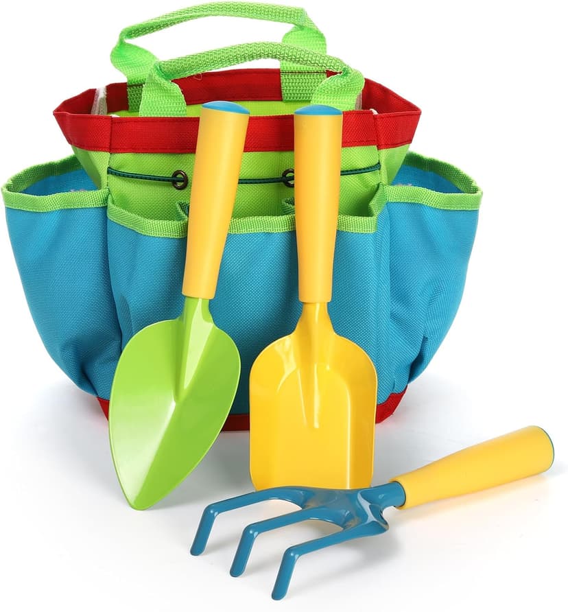 9PCS Kids Garden Tools Set,Boys Girls Gardening Kit Tools Including Watering Can, Spray Bottle, Tote Bag, Apron, Trowel, Rake, Outdoor Garden Toy Gift for Beach