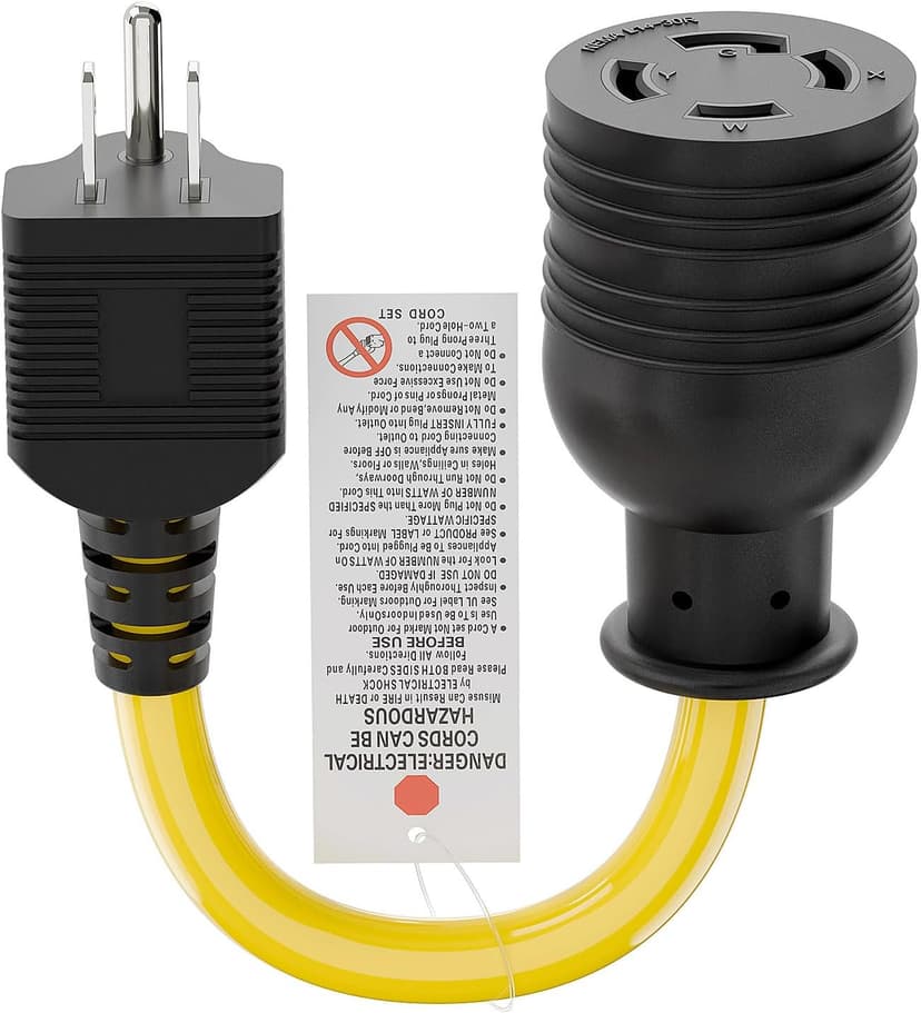 NEMA 5-15P to L14-30R Power Adapter Cord, WINXUS Household 15Amp to Generator Lock in 30Amp Adapter Cord, 3 Prong to 4 Prong Generator Transfer Switch Converter, STW 12AWG,1FT