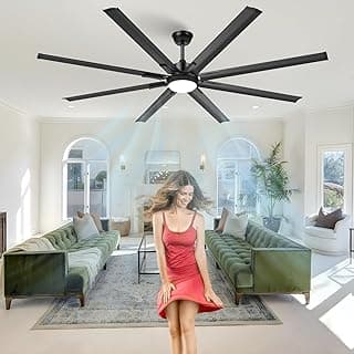 72 Inch Large Industrial Ceiling Fan with Light and Remote-8 Aluminium Blades Ceiling Fan with Energy Efficient DC Motor,Reversible Airflow-Ideal for Living Room,Patio,Garage,and Commercial Spaces