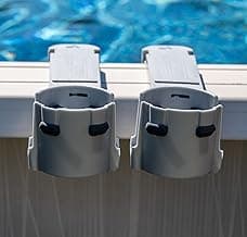 Silver Grey Pool Cup Holders - 2 Pack, Adjustable, for Square Top Pools