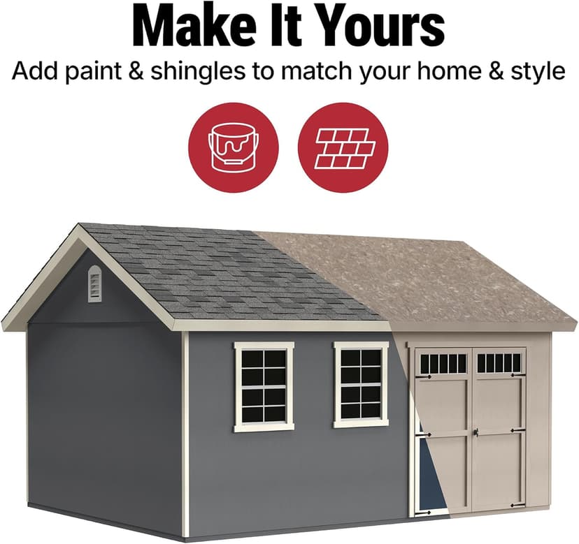 Handy Home Products Beachwood 10x12 Do-it-Yourself Wooden Storage Shed with Floor Kit- Does not Include Paint or Roofing Shingles