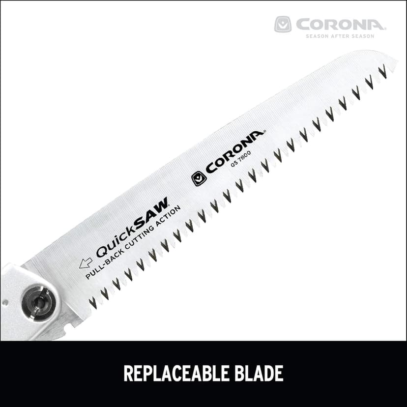 Corona Tools 7-Inch QuickSAW Folding Saw | Pruning Saw Designed for Single-Hand Use | Curved Blade Hand Saw | Cuts Branches Up to 4" in Diameter | QS 7800