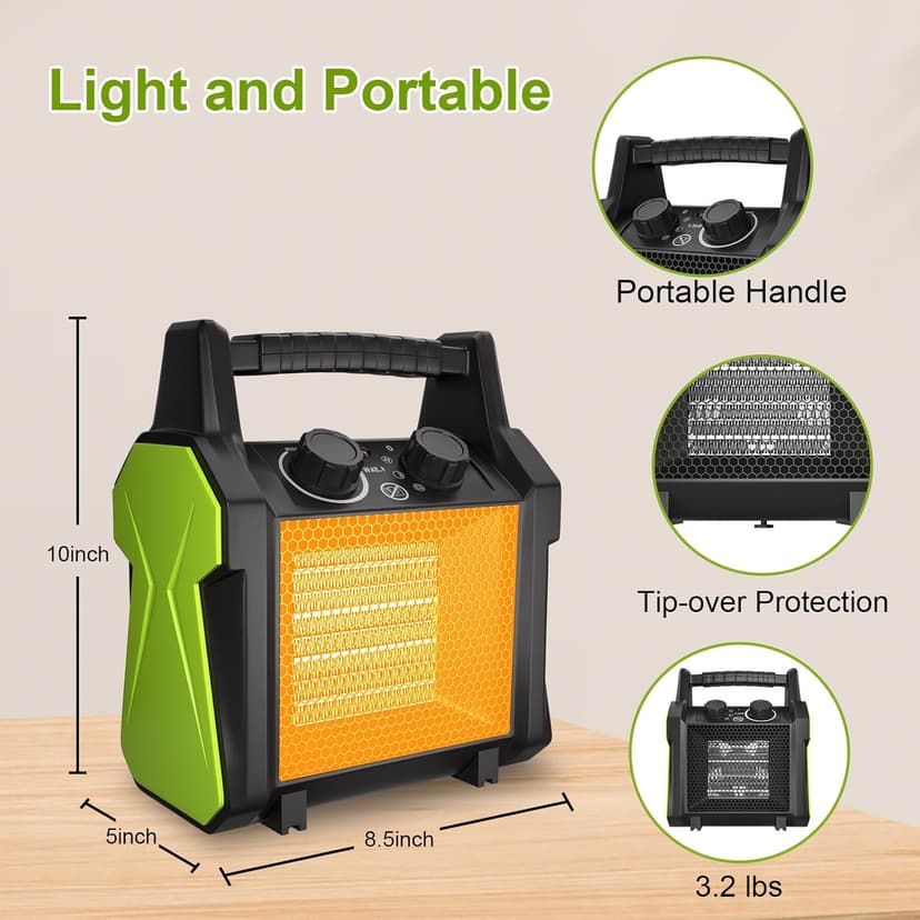 Gardtech Outdoor Heater for Patio, Electric Space heater with Overheat Protection, 1500W Fast Heat PTC Ceramic Portable Garage Heater for Workshop, Greenhouse