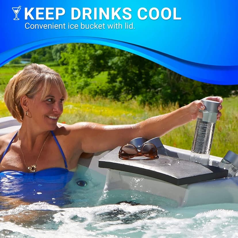 Essential Outdoor Hot Tub, 28-Jet Edgewater® 2023 Hot Tubs, Seats 5-6, Seating with Passive Therapy and Soothing Massage Features, Driftwood