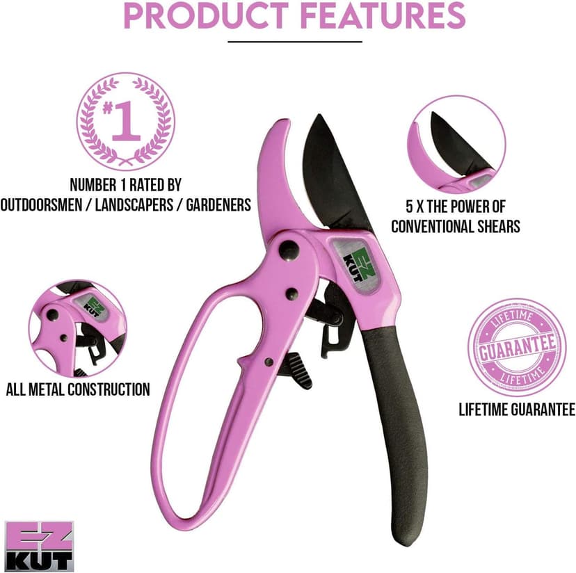 EZ Kut Heavy Duty Pruners Ratchet Hand Pruner with Ratcheting Action Great Garden Hand Tool Clippers Gardening pruners arthritis tools Ratcheting Anvil Hand Pruner Pruning Shears Heavy Duty Since 1988