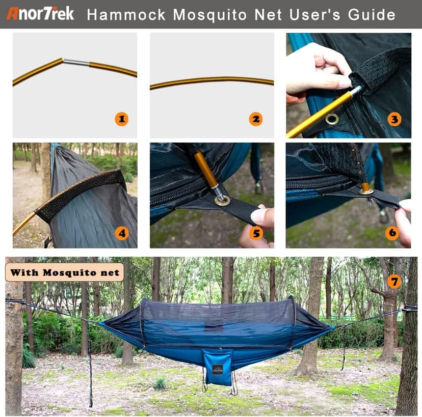Camping Hammock with Mosquito Net and Rain Fly Tarp, Portable Double Hammock with Two Tree Straps, 230T Nylon Hammock and Waterproof Rain Fly Set for Hiking, Backpacking, Overnight (Green)