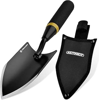 Heavy-Duty Gardening Hand Trowel with Sheath - Stainless Steel Garden Shovel Featuring a Rubberized Handle, Perfect for Diligent Farmers' Soil Planting, Digging, and Transplanting