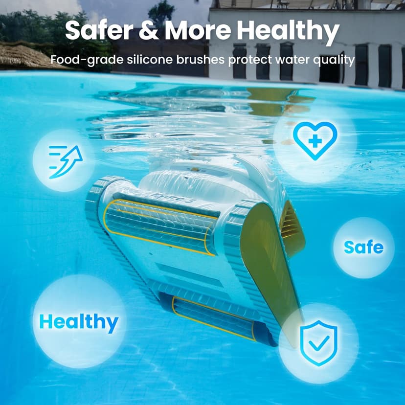 Hydro 3 Cordless Robotic Pool Cleaner, 150W Pool Vacuum with Wall Climbing Function, 200mins Runtime, 2 Brushless Motor + 4.1L Filter Basket Ideal for Inground Aboveground Pools