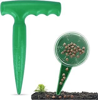 Planter Planting Dibber and Hand Dibbler Gardening Tool with Measurement for Sowing Seeds Bulbs Flower Vegetable Digging Garden Enthusiasts(Dark Green)