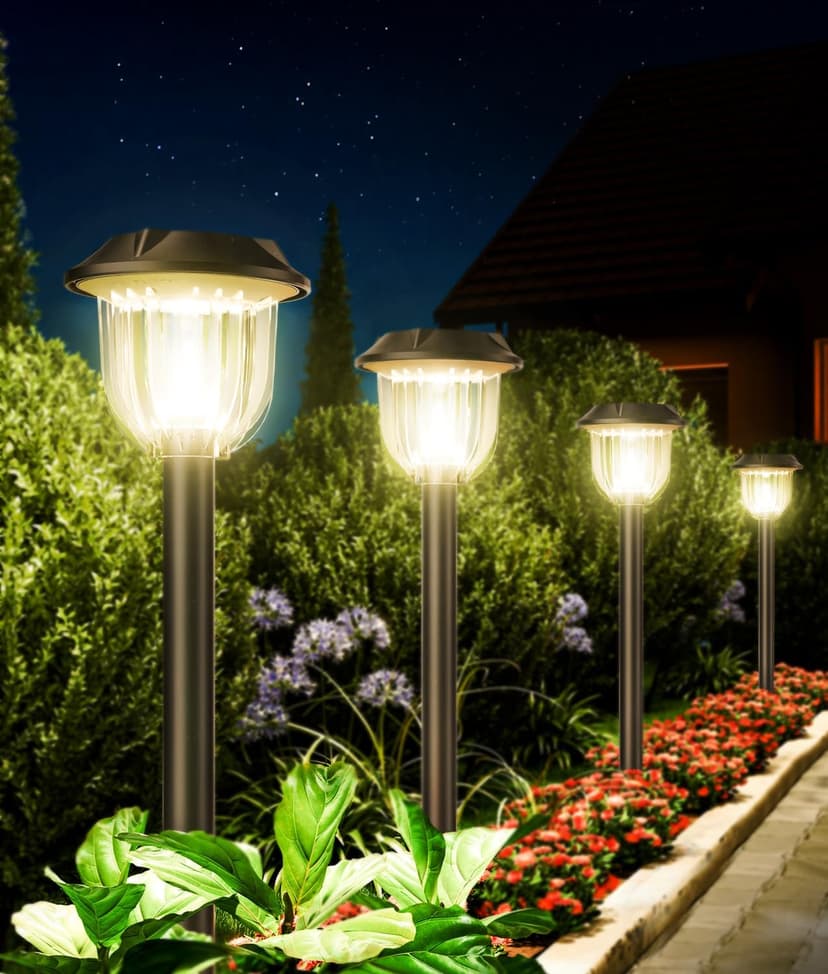 SUPER BRIGHT 10 Pack Solar Lights Outdoor IP65 Waterproof,HIGH-POWER LED Solar lights for Outside,Landscape Lighting,Garden Decorative for Yard,Patio,Landscape,Pathway,Sidewalk,Driveway,Lawn (Warm)