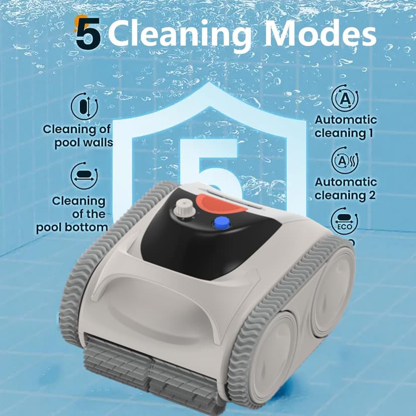 Multifunctional Pool Robot for Inground Pools Wall Floor Waterline Cleaning, 65-140W Powerful Suction Last 150 Mins, Built-in 7800 mAh Battery, 2h Fast Charge, Pool Cleaner Vacuum up to3500 sq.ft