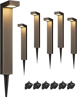 EDISHINE Low Voltage Landscape Lighting, 3.2W 3000K 50,000Hrs Electric LED Pathway Lights Wired, 12V Waterproof Outdoor Landscape Path Lights, Modern Aluminum Housing for Driveway Garden, 6Pack