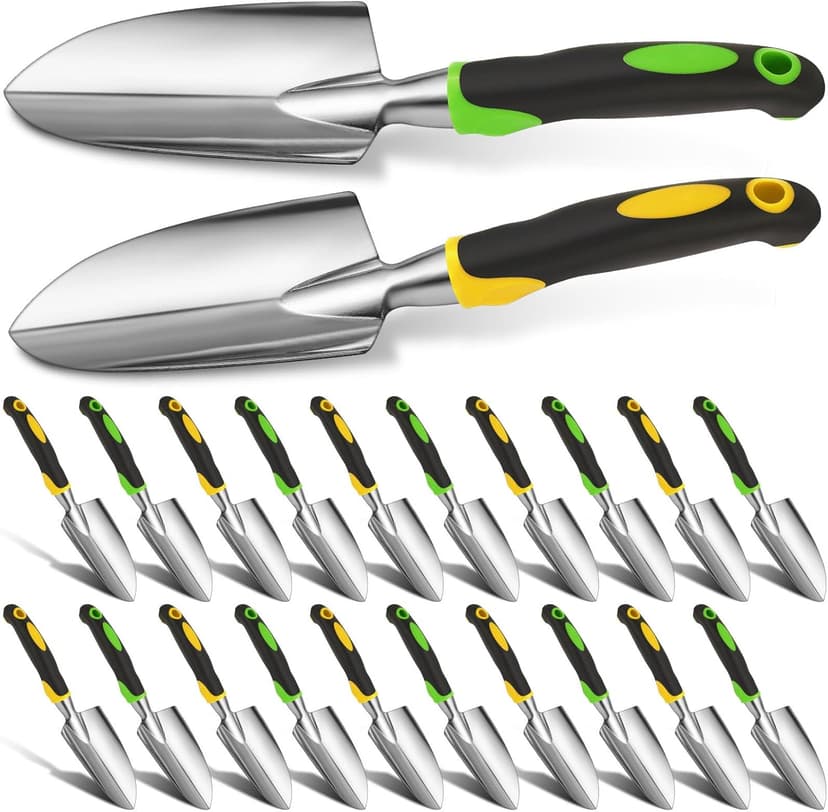 Garden Shovel Aluminum Alloy Heavy Duty Trowel Garden Tool Small Shovels for Digging Metal Hand Trowel Spade with Soft TPR Handle for Lawn Yard Farm Home Shop Planting(24 Pcs)