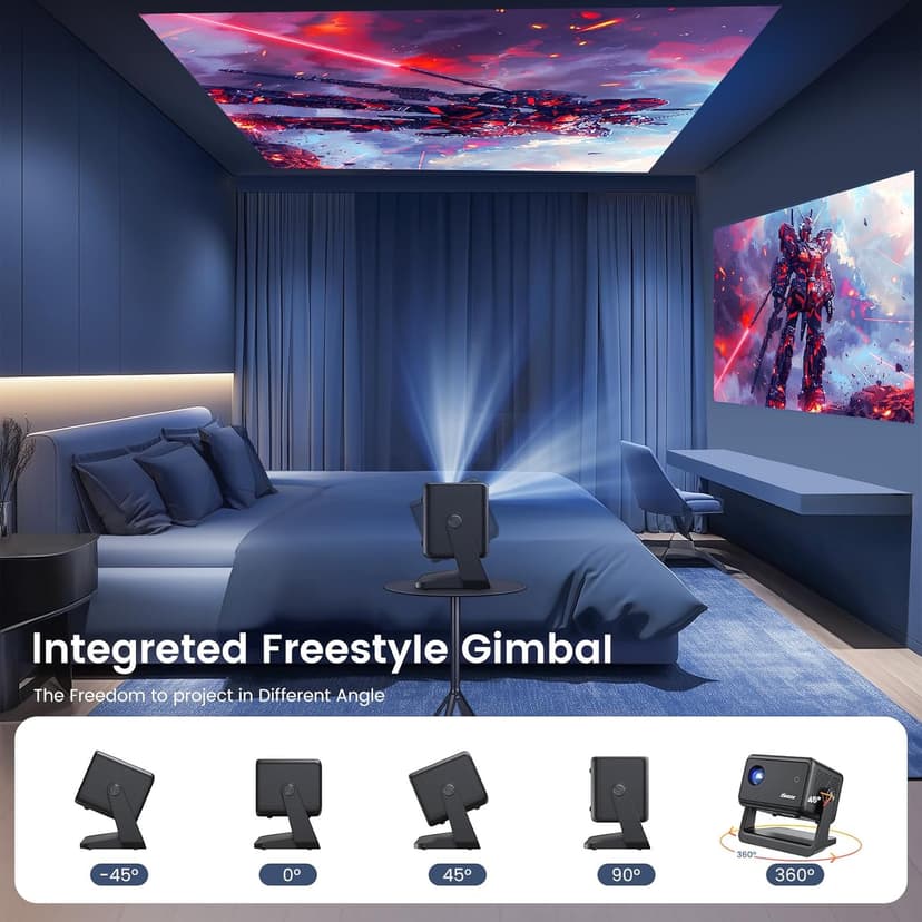 [Electric Focus] Mini Projector with WiFi and Bluetooth,1080P Portable Projector, iSinbox Outdoor Movie Projector for Bedroom/ Phone/ Laptop 200" Screen 15000LM Ceiling Projector Adjustable