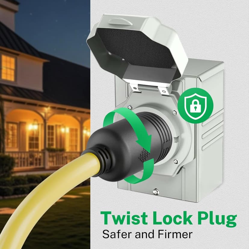 FIRMERST Generator Extension Cord 30 amp Twist Lock Plug 12 Feet, NEMA L14-30P to L14-30R