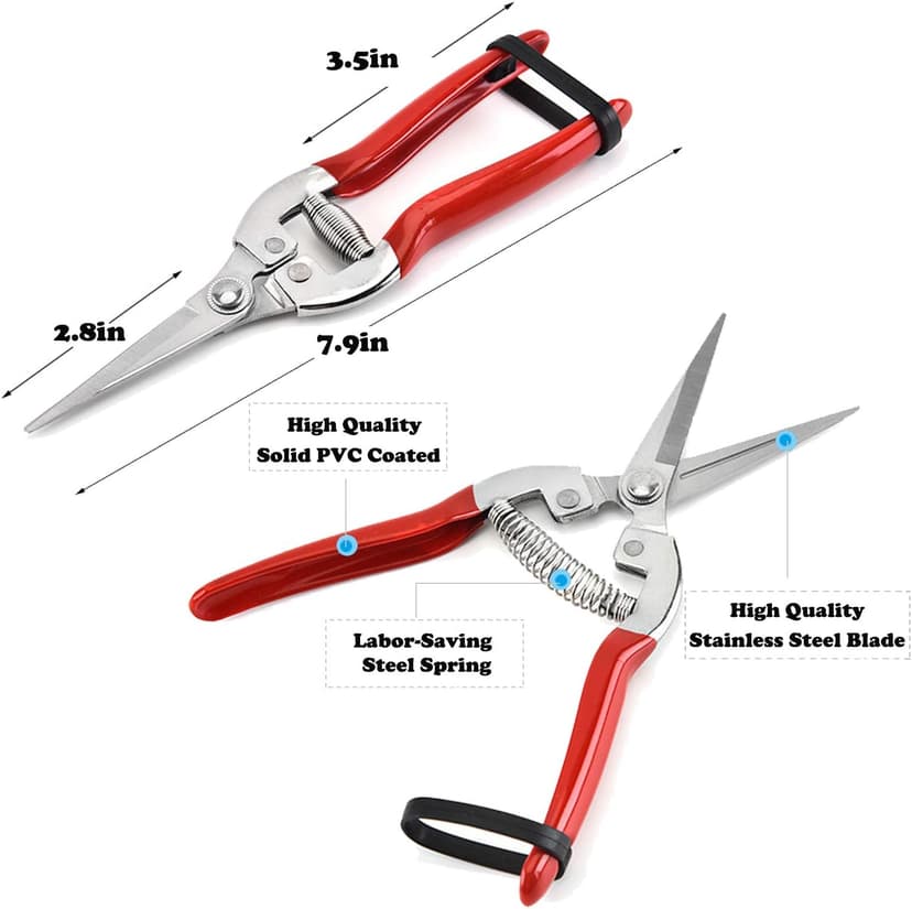 Pruning Shears with Stainless SK5 Steel Blades+Straight Tip Gardening Shears Garden Shears Garden Clippers Florist Scissors Hand Pruners Garden Tools Gardening Tools Set,Red
