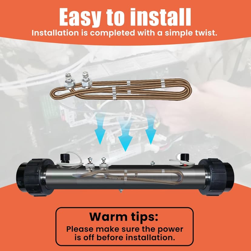 5.5kw 240v Titanium Hot Tub Heater Element for Balboa Spa Heater Element, Replacement Flo-Thru Universal Hot Tub Heater Element, Also for Spa Electric Heater Element Replacement (5.5kw)