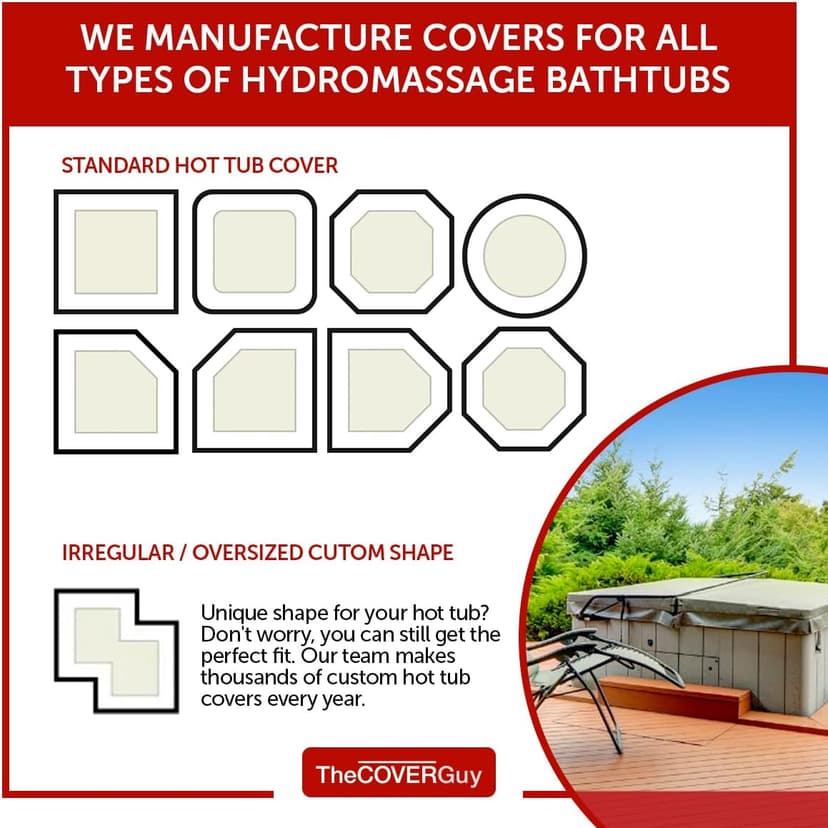 The Cover Guy Premium Hot Tub Cover | Custom Made Replacement Spa Cover | Energy-Saving Hot Tub Covers Built for All Climates | 6, 5, or 4 inch Taper