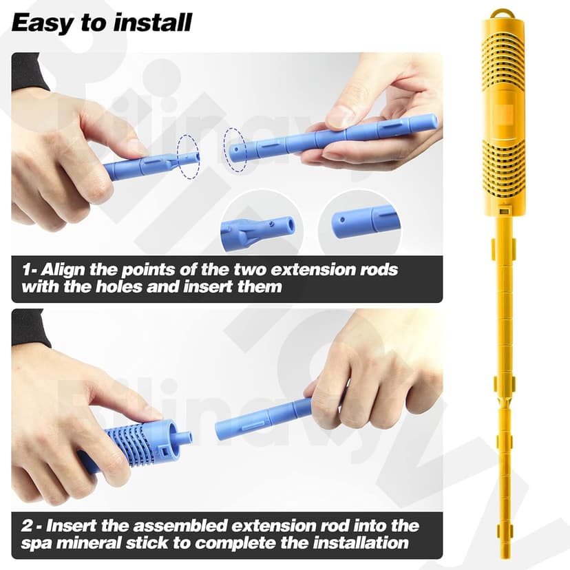Spa in-Filter Mineral Sticks Parts for Hot Tub Filter Cartridge, Last for 4 Months, Yellow, 2PCS