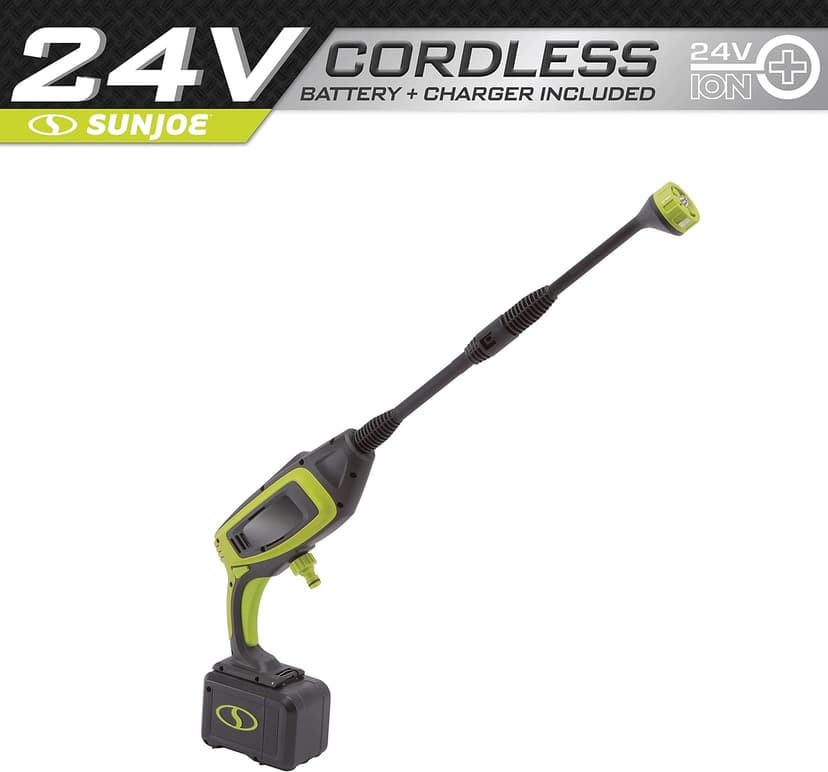 Sun Joe 24V-PP350-LTE 24-Volt IONMAX Power Cleaner Kit, W/ 2.0-Ah Battery + Charger, Water Siphon Hose, Utility Brush, and more, Portable Cleaning On-The-Go