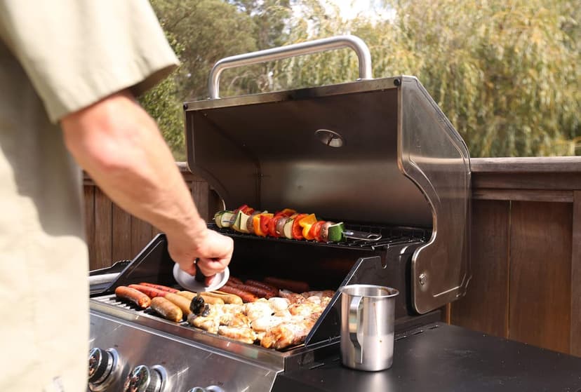 Cuisinart 4-Burner Gas Grill, 44,000 BTU Stainless Steel Full Size Propane Grill with Cast Iron Grates, Outdoor Barbecue with Large Cooking Space and Side Tables for Prep