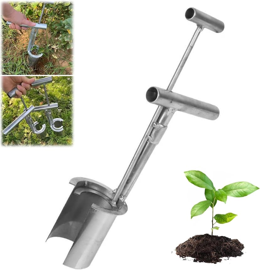 Garden Barrel Transplanter,2025 New Plant and Fruit Tree Seedling Transplanter,Stainless Bulb Planter Tool for Transplanting,Planting,Hand Seedling Transplanter Garden Digging Tool