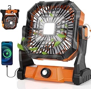 Portable Camping Fan,20000mAh Rechargeable Battery Powered Fan with LED Lantern, USB-C Battery Operated Fans,Ultra Quiet, for Outdoor Indoor Use,Travel, Tent, Beach, Picnic, Barbecue, Fishing, Home