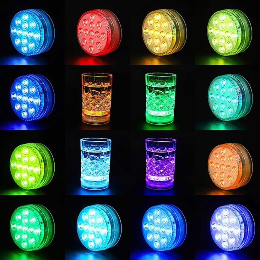 AquaMiracle Submersible LED Lights with Remote Shower Lights Waterproof Battery Operated, Multi Color Changing Hot Tub Lights for Pool, Pond, Aquarium, Bath, Party, Vase Decoration (2-Pack)