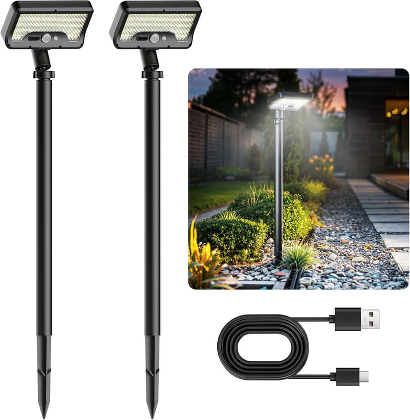 Tryme Solar Lights Outdoor Pathway, 92 Led Bright Waterproof Walkway Lights with Adjustable Angle & 3 Motion Sensor Modes for Driveway, Sidewalk, Garden, Yard, Patio, Landscaping (2 Pack)