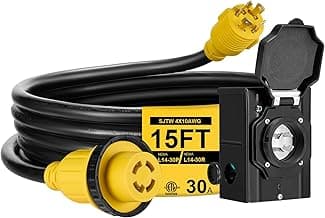 15FT 30 Amp Generator Cord with Pre-Drilled Power Inlet Box,Heavy Duty Generator Power Cord 4 Prong,125/250V,NEMAL14-30P/14-30R,Waterproof,ETL Listed,Home/RV Power Supply