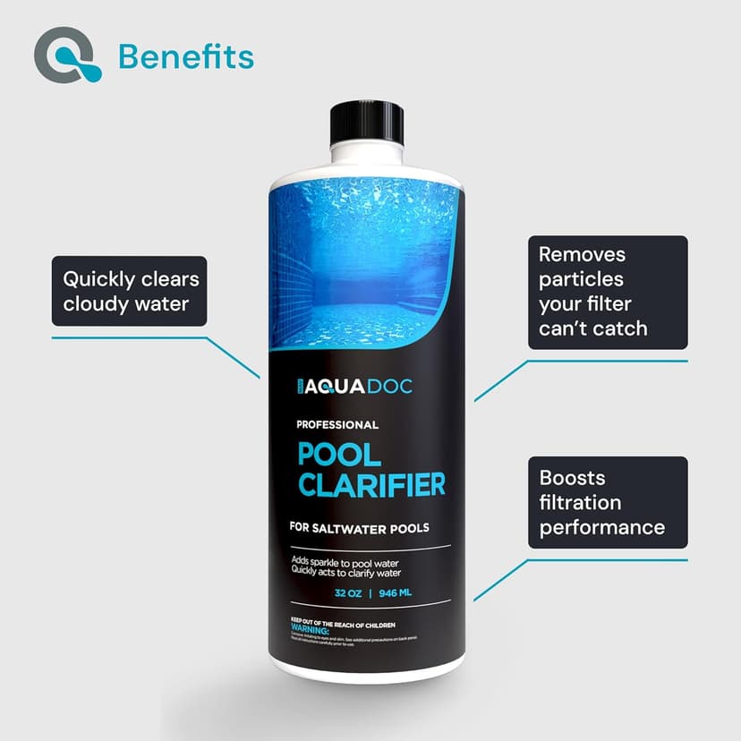 Pool Clarifier for Saltwater Pools - Pool Water Clarifier to Support Water Clarity in Inground and Above Ground Pools - Made in USA - AquaDoc - 32oz
