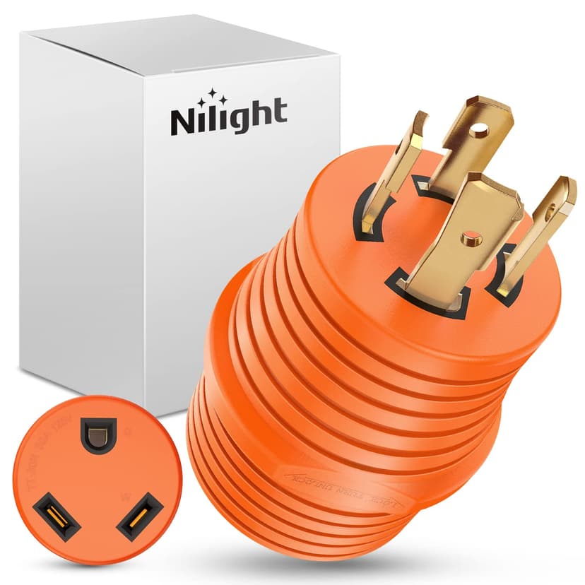 Nilight 30 A to 30A RV Power Adapter 4 Prong Locking Plug 125 Volt Heavy Duty Converter L14-30P to TT-30R 30Amp Male 30 Amp Female Receptacle for RVs Camper Caravan Generator