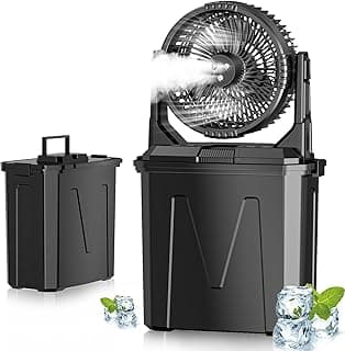 GHORA Portable Misting Fan with Remote,Camping Fan with 20000mAh Rechargeable Battery,9L Water Tank,4 Speed Levels,4 Spray Modes,RGB Lights for Fishing,Travel,Garden Parties,Outdoor Indoor Cooling